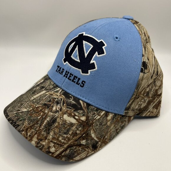 UNC Tar Heels Hat Cap Mossy Oak Camo Embroidered Logo Blue White Brown NWT - Picture 2 of 5